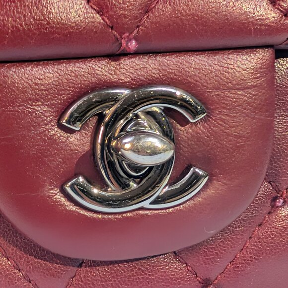 Chanel Burgundy Crystal Embellished Rectangular Classic Mini Flap Bag - Picture 3 of 16